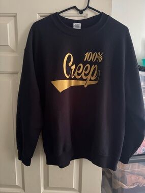 Black Sweatshirt with Gold '100% Creep' Script